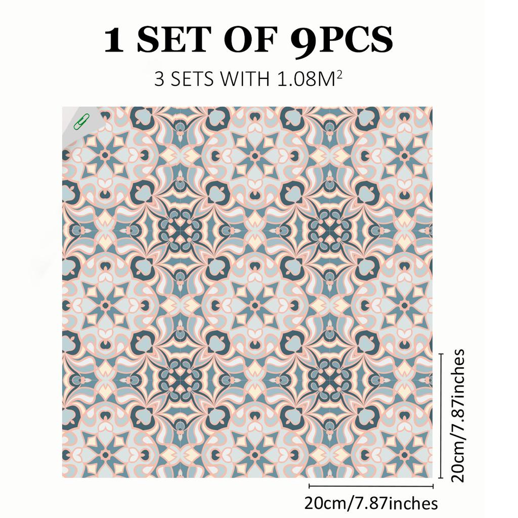 Mediterranean Wind Thickened Living Room Wear-Resistant Retro Pvc Floor Sticker Matte Floor Tile Self-Adhesive Bathroom Wall Sticker