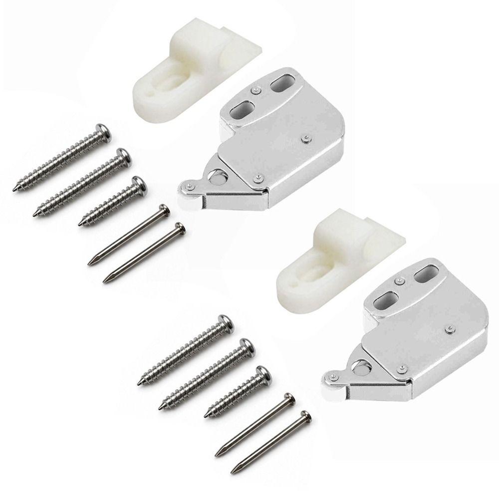 2pcs Flame Retardant Push To Open Lock ABS Material Spring Loaded Latch Cabinet Door Lock  Kitchen