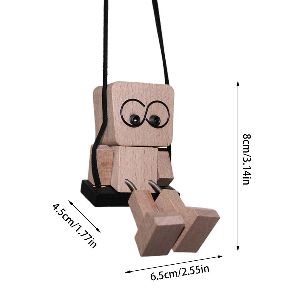 Car Mirror Swinging Ornament Funny Wooden Leg Shaking Men Figurine Car Interior Rearview Mirror Decoration for Vehicles Trucks