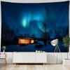 Forest Wooden House Tapestry Hanging Wall, Snow Mountain Landscape, Bohemian Tapestry, Hippie Living Room Wall Background Cloth