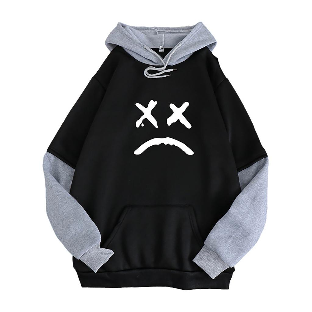 Women's Casual Print Splicing Hooded Sweatshirt Loose Sports Tops Pullover