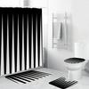 Black White Geometric Stereoscopic Fabric Shower Curtain Bathroom Curtains Set Anti-Skid Rugs Toilet Lid Cover Bath Mat Carpet