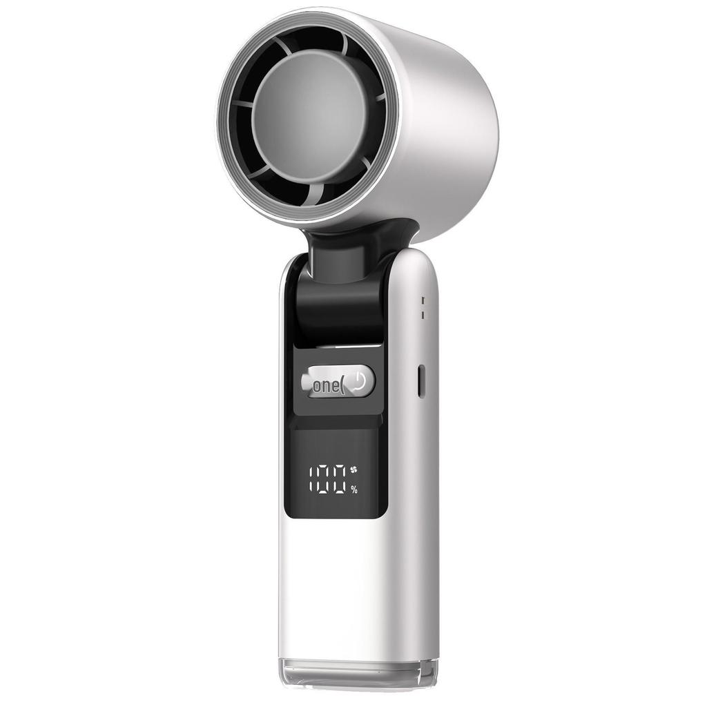 100-Speed Foldable Mini Handheld Fan with Ice Compress, LED, and Neck-Hanging Function