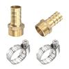 Brass Hose Barb Fitting Straight 14mm X G1/2 Male Thread Pipe Connector with Stainless Steel Hose Clamps 2 Pack
