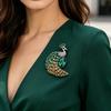 Yousheng Brooch Pin Imitation Crystal Inlaid Peacock Shape Zinc Alloy Pin Coats Suits Sweaters Dresses Badge Party Fashion