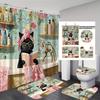 Waterproof Marble Pattern Polyester Shower Curtain Set - Bathroom Decor