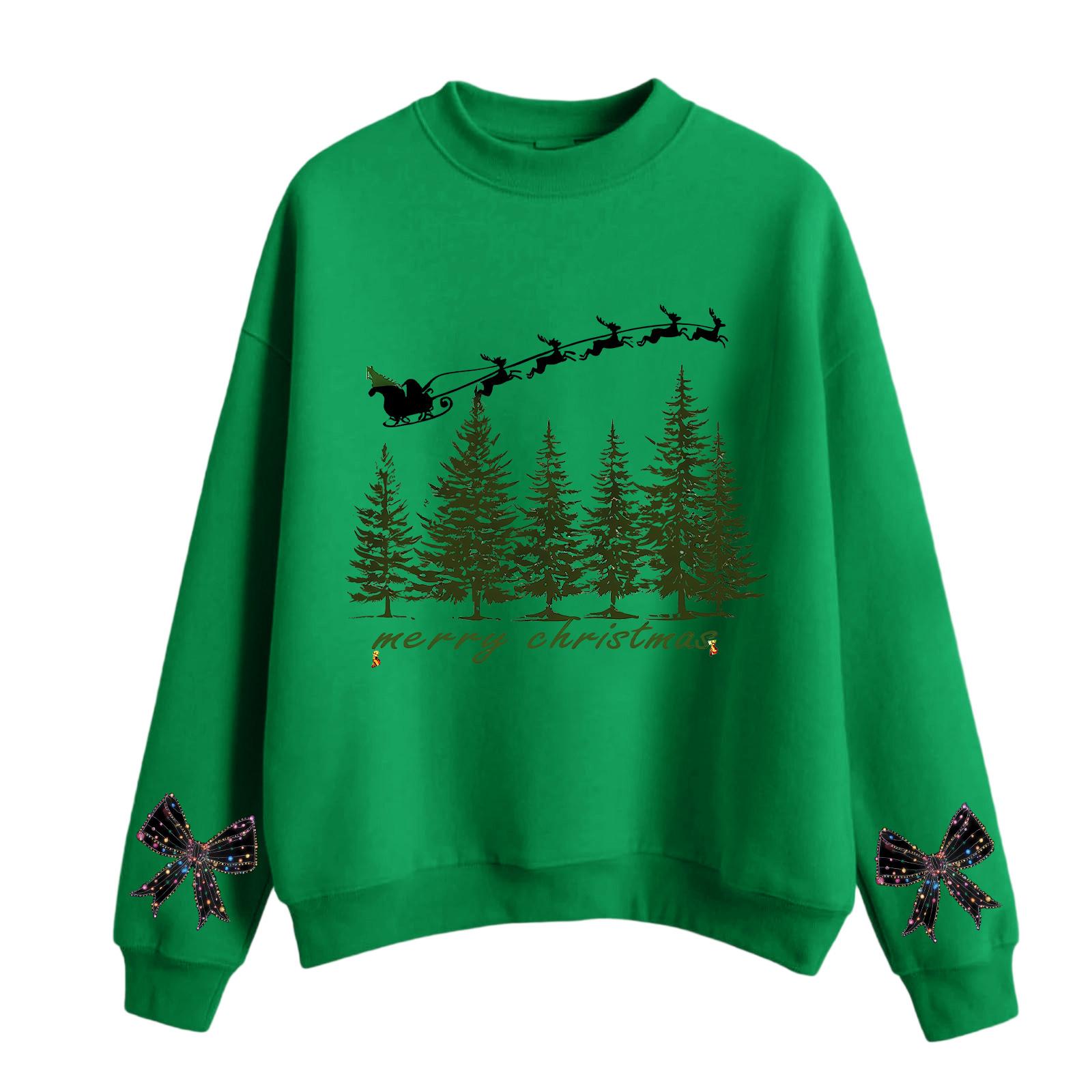 

Женский модный повседневный свитшот с круглым вырезом и длинными рукавами с рождественским принтом S