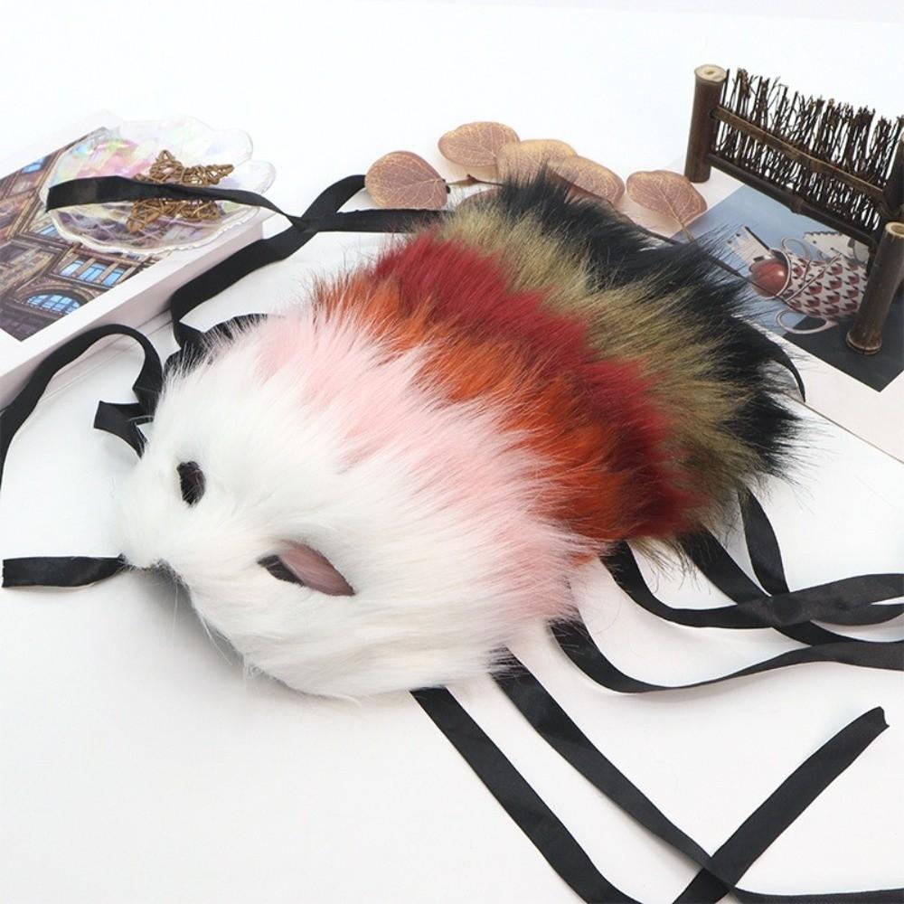 Long Furry Plush Cat Mask Animal Masquerade Mask Simple Half Face Mask  Male Female