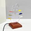 Light-up Guitar Pick Holder Clear Acrylic Guitar Pick Holder With Wooden Base Electric Guitar Headstock Shape Pick Holder