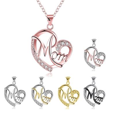 Collana con ciondolo a forma di cuore vuoto con lettera inglese, collana, gioielli, regalo per la festa della mamma