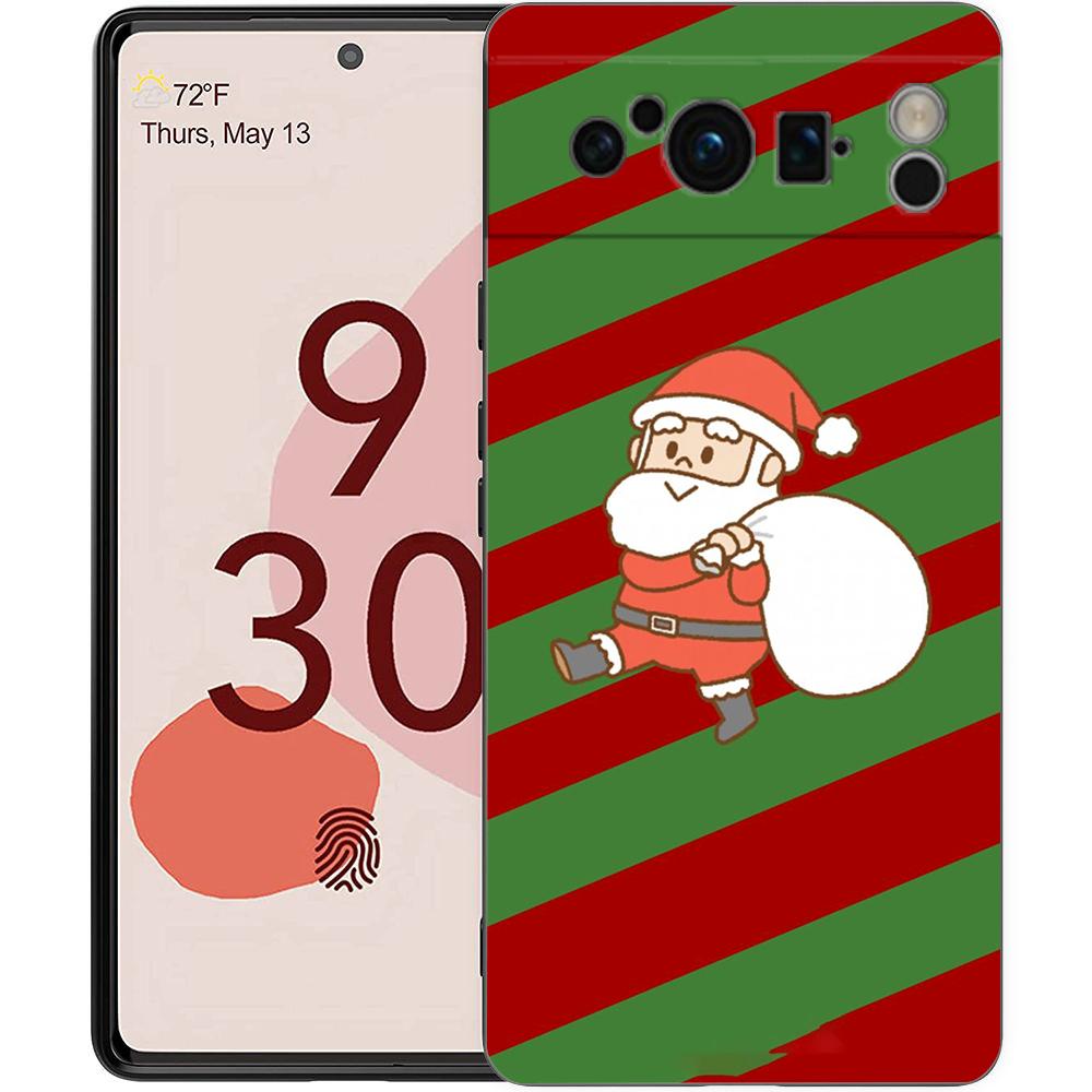 Funny Cartoon New Year Christmas Santa Phone Case For Google Pixel 9 8 7 6 Pro XL 8A 6A 7A 5G Soft TPU Black Cover Fundas