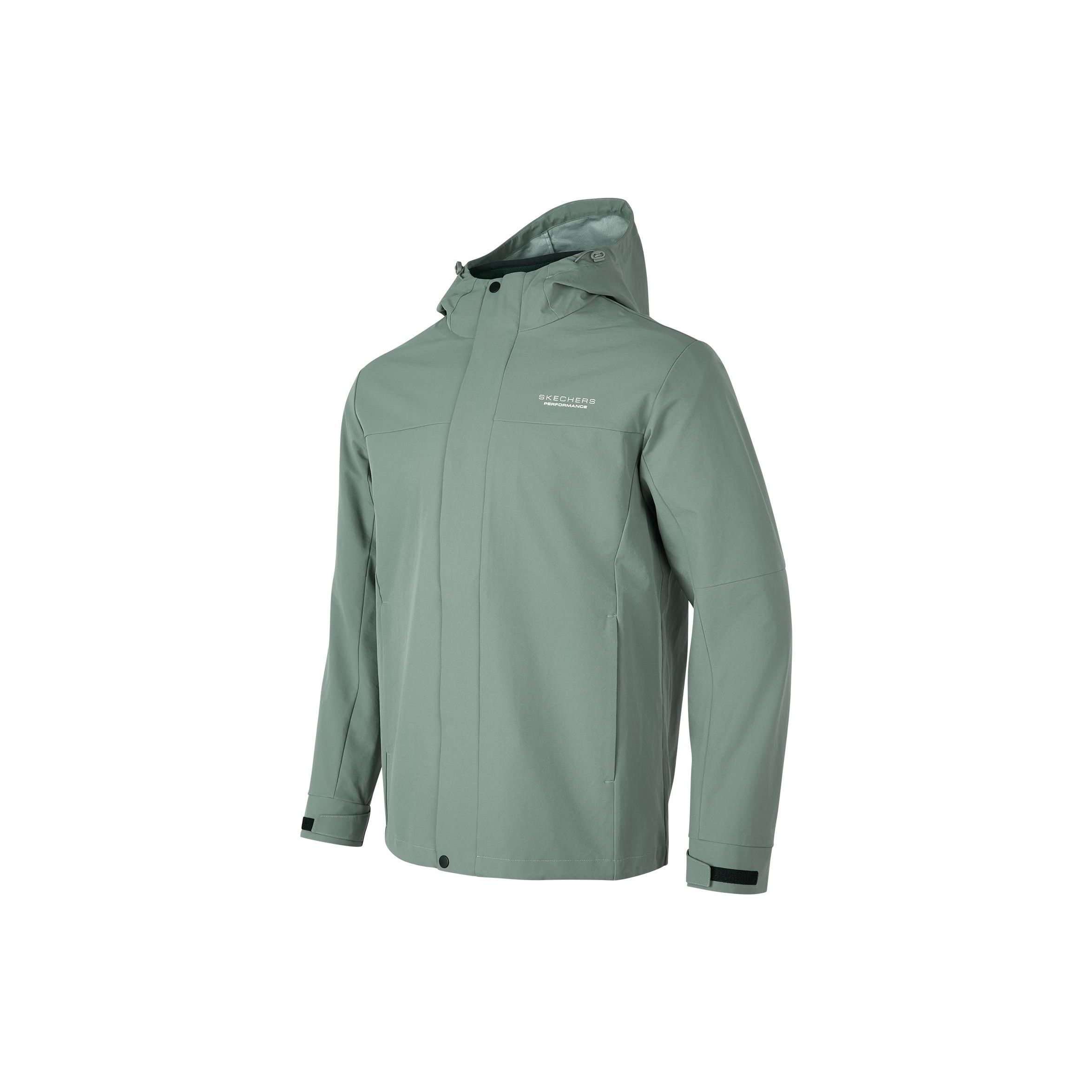 Skechers Solid Color Zip-Up Hooded Jacket Men jackets Tequila-Green P423M167-035Z XL