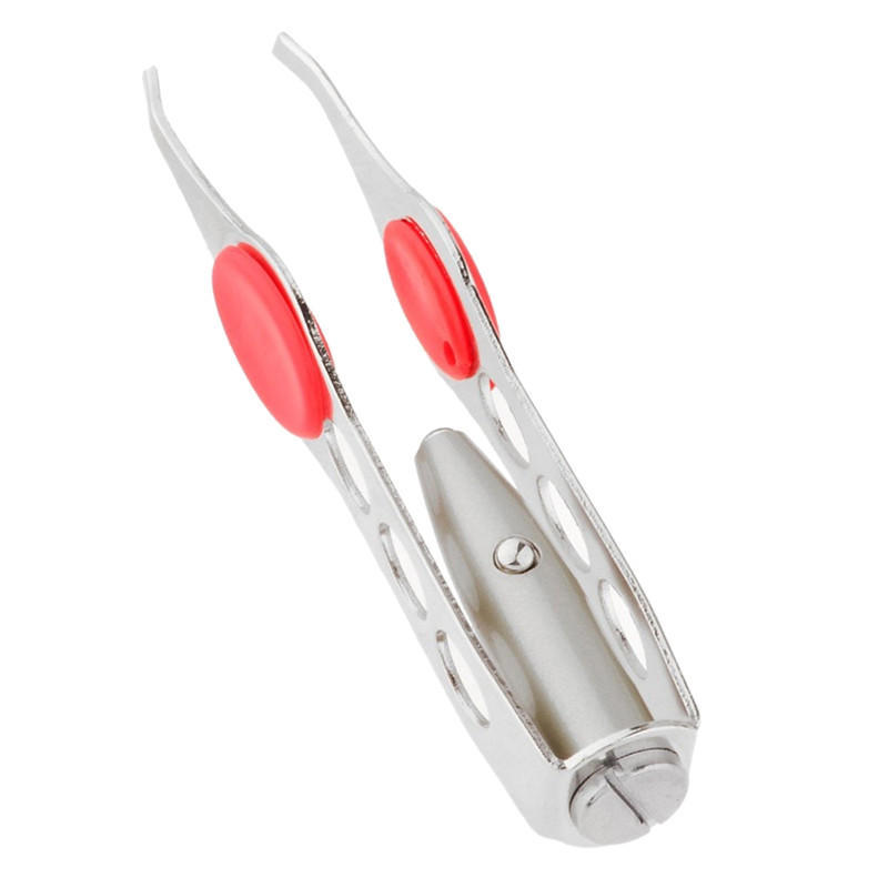 Stainless Steel Make Up Led Light Eyelash Eyebrow Hair Removal Lighted Tweezer