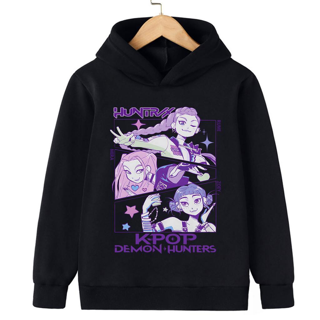 Fall and winter Kpop demon hunter children's hooded sweatshirt cute Kpop demon hunter tiger top Harajuku boys and girls