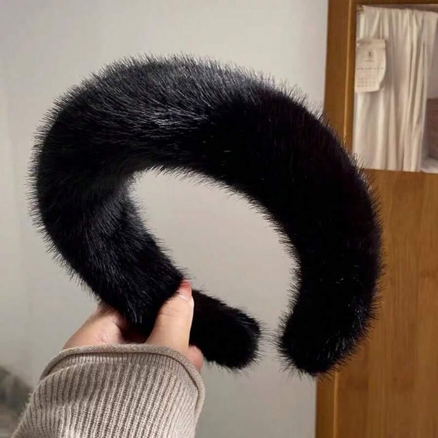 Maillard Plush Headband, Autumn Winter High-End Head Decor, Soft Facial Cleansing And Hair Styling Wide Plush Headband For Women