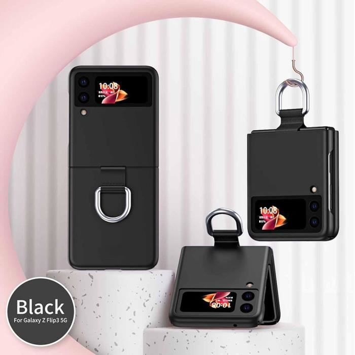 Coque de protection - Samsung - Galaxy Z Flip 3 5G - Antichoc - Noir - Boucle en métal