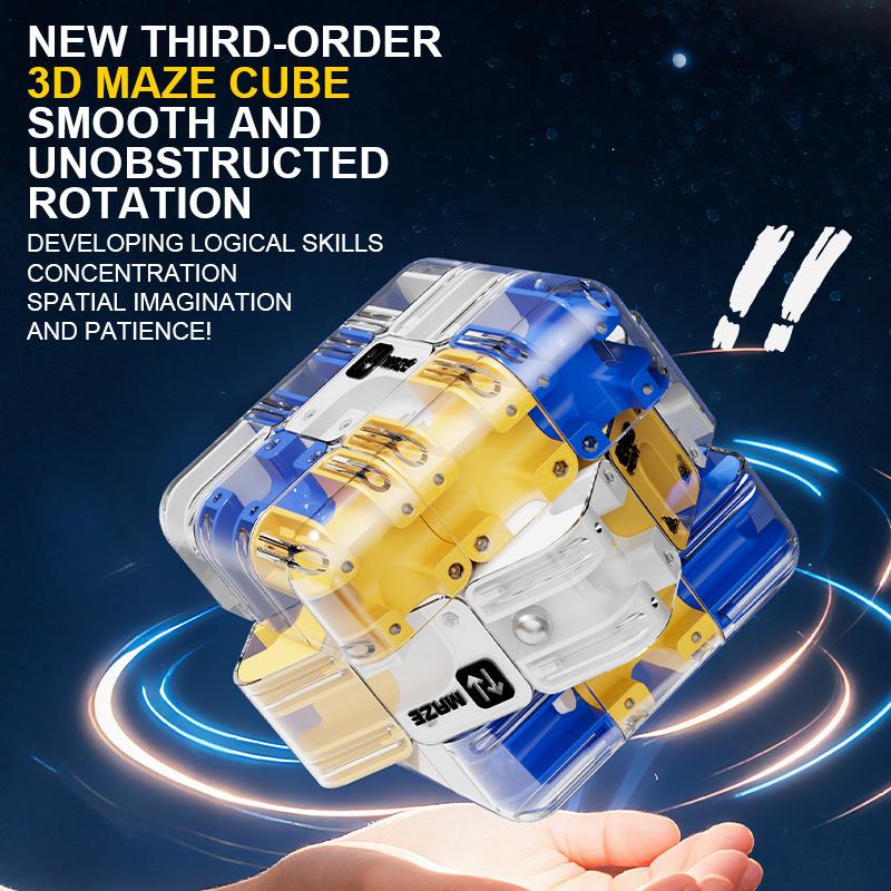 3D Maze Cube Ball Rolling, Logical Thinking Toy, Unobstructed Rotation, Stress Relief Gift, Desktop Ornament, Christmas Gift