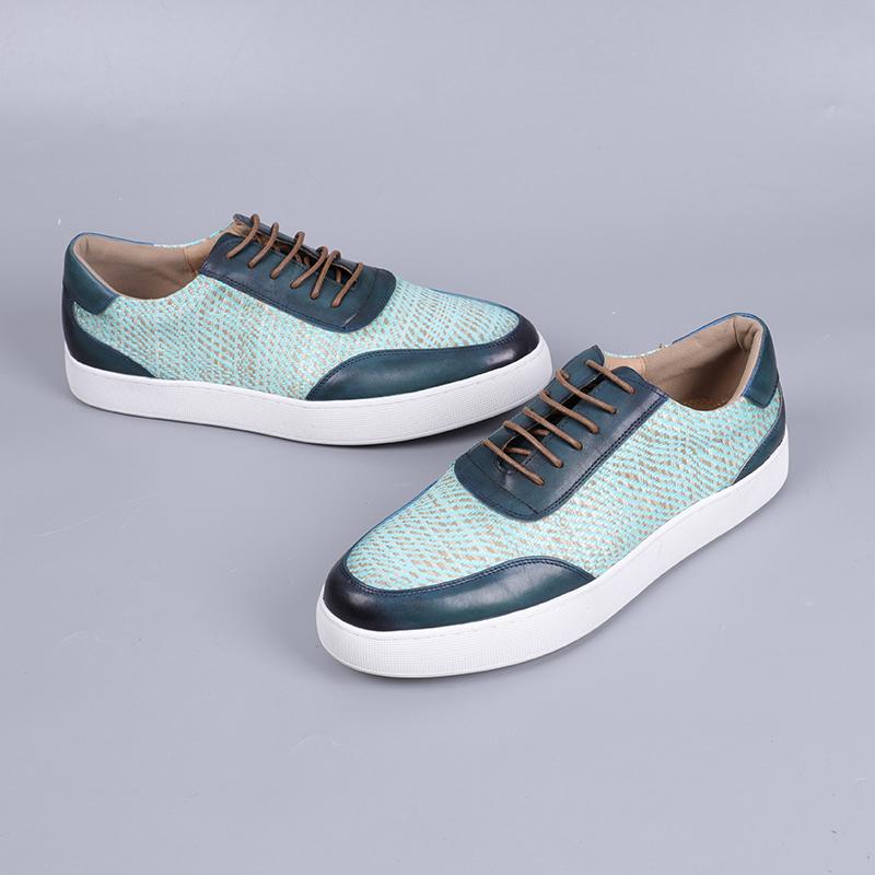 New 2025 Spring Men Genuine Leather Casual Sneakers Knitting Stitching All Match Men Street Travel Flat Footwear