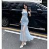 French Three-dimensional Flower Pleated Mesh Dress 1011 Summer New Temperament Slim-fitting Hip-wrapped Long Dress Women