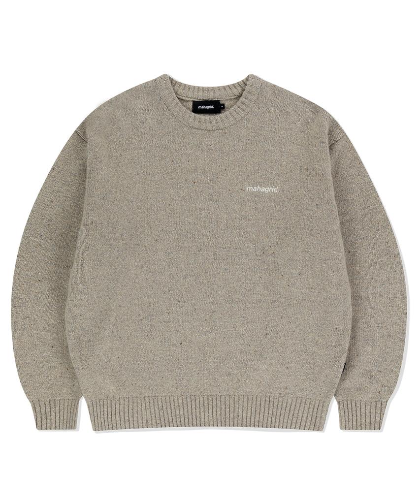 MAHAGRID Basic Logo Nep Knit Sweater Beige(Mg2Efmk605A)