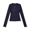 Women's Spicy American Button-Down Stand-Up Collar Faux Cashmere Slim Fit Base Layer Long Sleeve Top for Fall/Winter