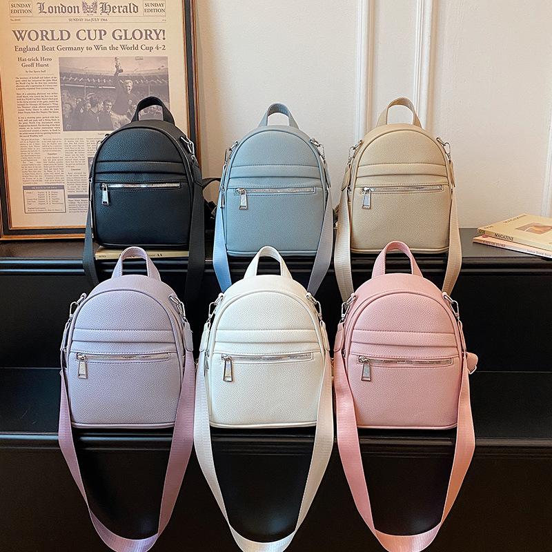 Schoolbag1011 Spring New Large Capacity Backpack Women's Backpack Versatile Solid Color Casual Trend Travel Bag Student Bag