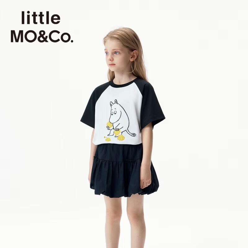 

Little MO&Co. Детская прохладная футболка с коротким рукавом реглан с принтом Муми-троллей, быстросохнущая 140