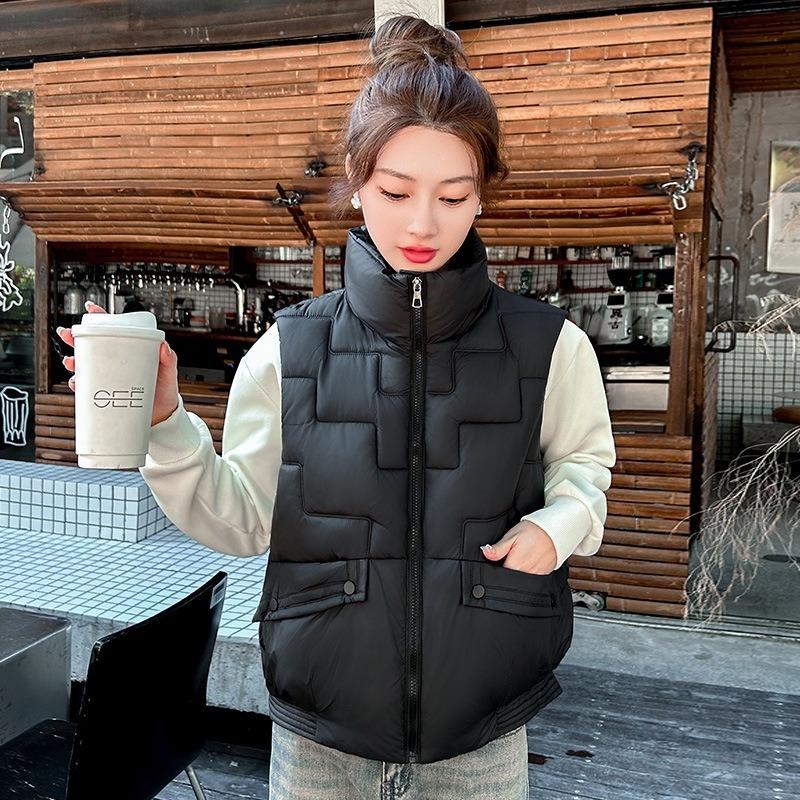 Down cotton vest women's cotton jacket vest thickened warm jacket sleeveless cotton vest vest women's cotton jacket