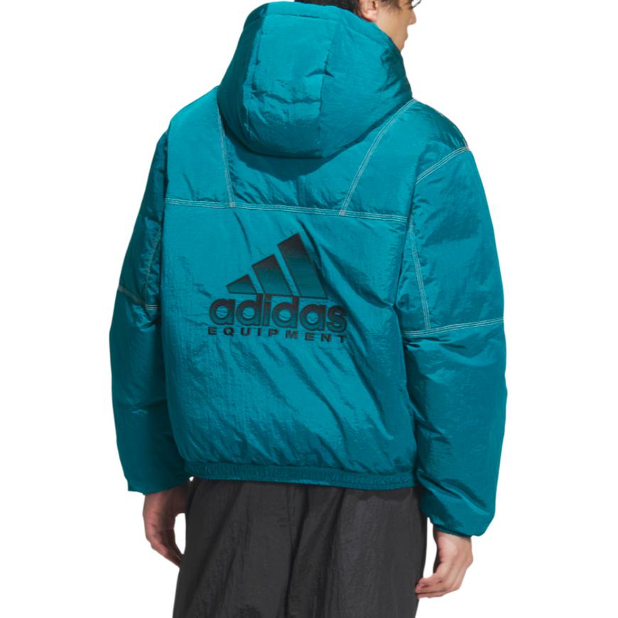 Adidas Equipment Series SS25 Loose Fit Hooded Warm Sports Letter Duck Down Jacket Men Jacket Green KA7980