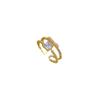 Real Gold Bow Full Diamond Ring Opening Adjustable Simple Jewelry Japanese Ring Couple Ring