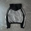 Felpa con cappuccio pullover a maniche lunghe y2k di tendenza street europea e americana a blocchi di colore