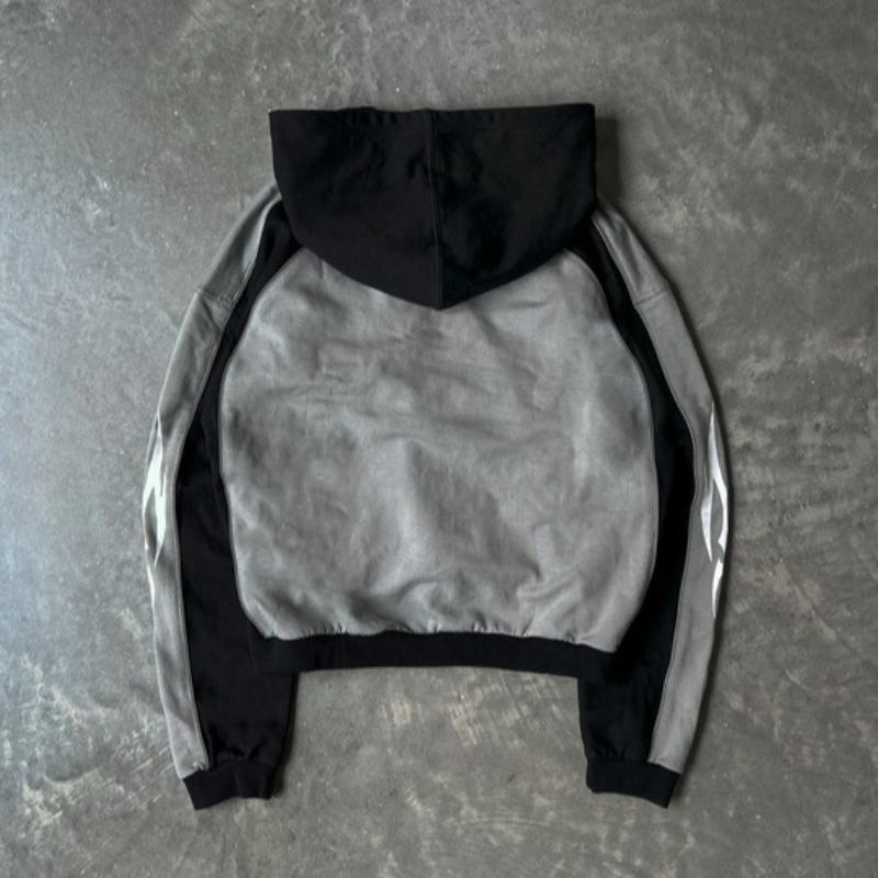 Felpa con cappuccio pullover a maniche lunghe y2k di tendenza street europea e americana a blocchi di colore