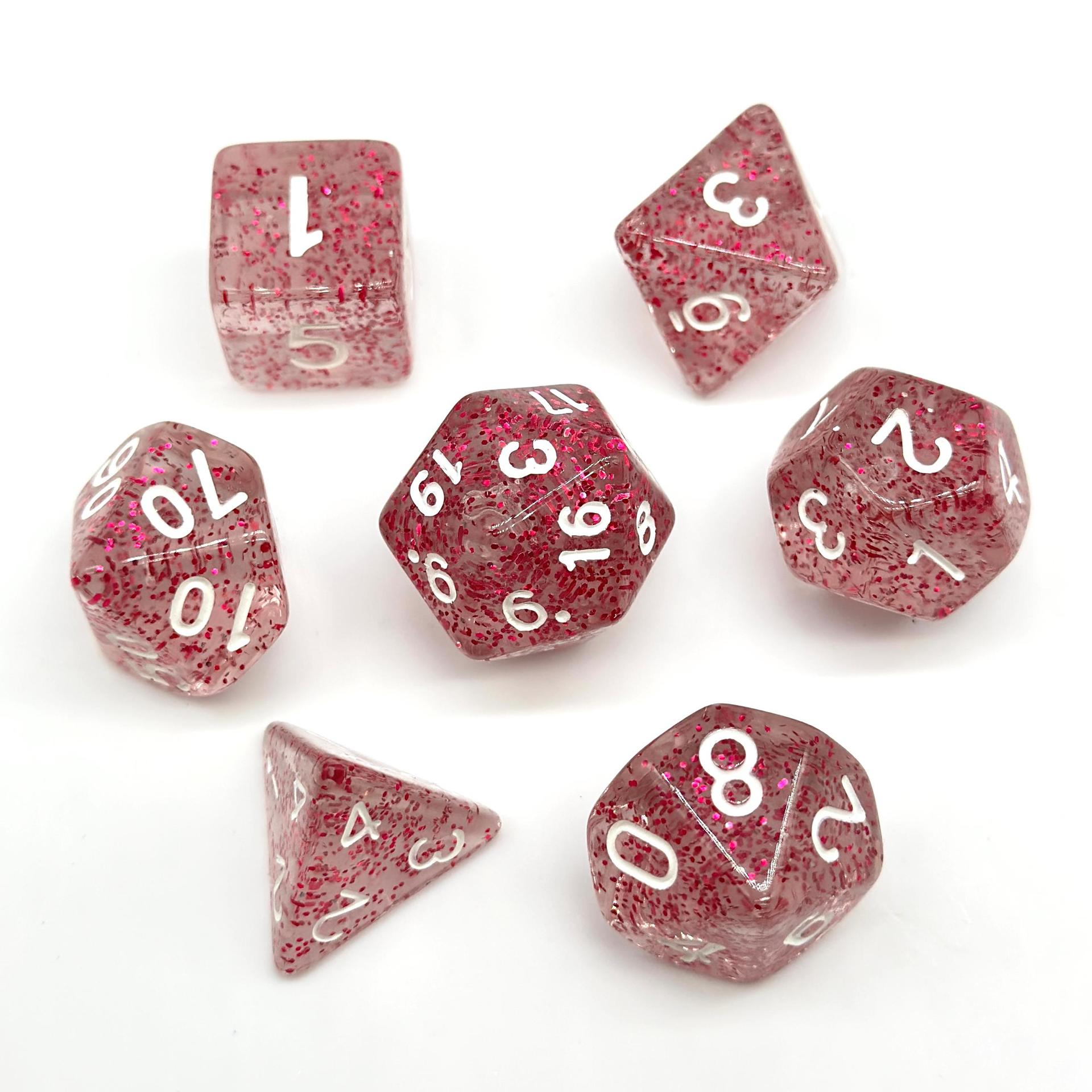 

Transparent Glitter Acrylic Dice Set in Granular Form Crystal Dice
