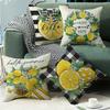 Summer New Style Lemon Small Fresh Printed Pillow Case Simple Sofa Bedside Fruit Linen Waist Pillow
