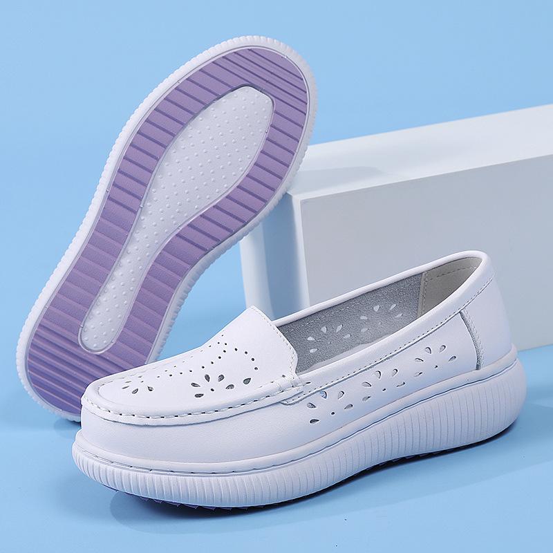Scarpe da infermiera donna estate pelle suola spessa suola morbida traspiranti lavoro scarpe mediche in stock