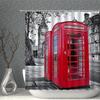 London Big Ben Rote Telefonzelle Retro Badezimmer Duschvorhang Wasserdicht Polyesterstoff Heimdekoration Kunst Badezimmer Vorhänge