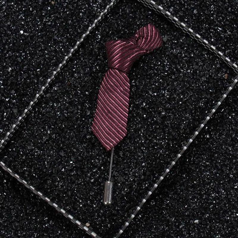 1 Pcs Men Stripped Tie Shape Brooch for Suit Decor Fashion Wedding Groomsman Brooches