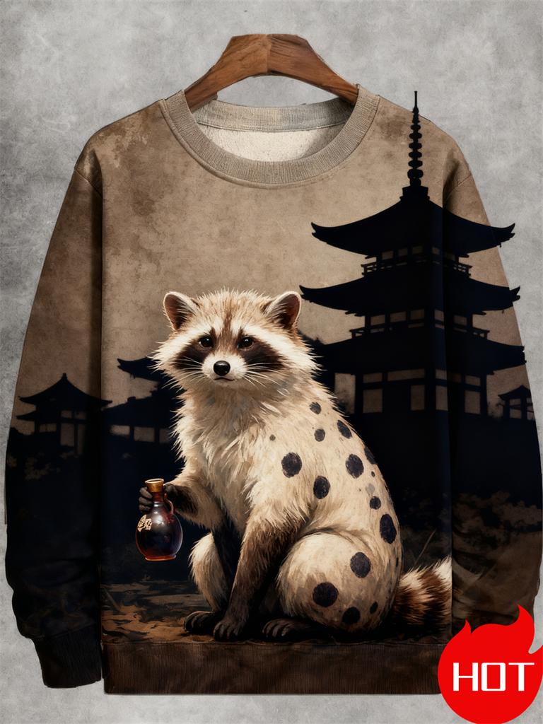 Spring Autumn Sweatshirt Pullover Women Casual Japanese Art Animal 3D Printed O Neck Long Sleeve Hoodies Unisex Pullovers