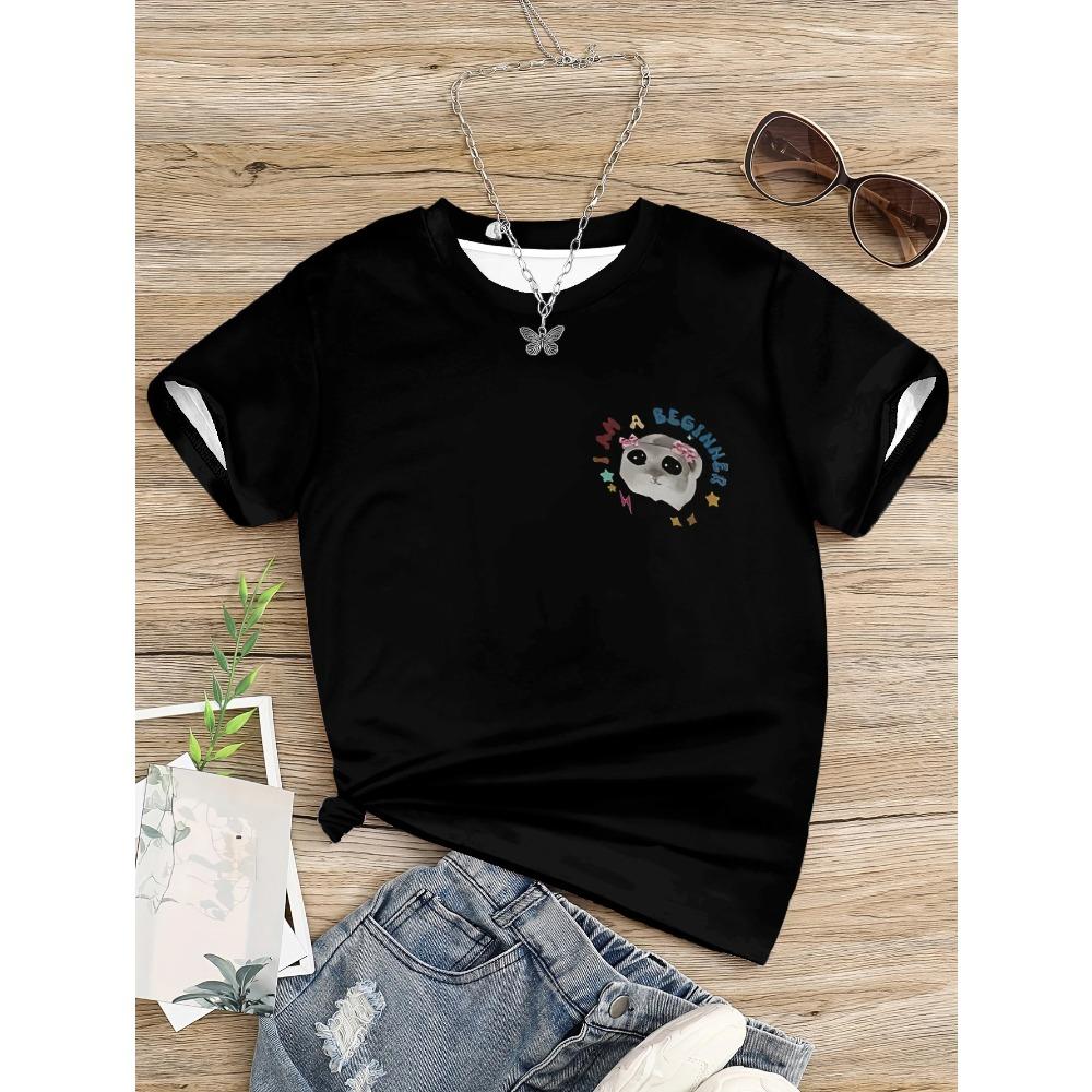 Black Children's Sad Hamster Clothing for Girl Girls Clothes Kids T-shirts 10 Year Old Girl Clothes Child T-shirt Top Graphic