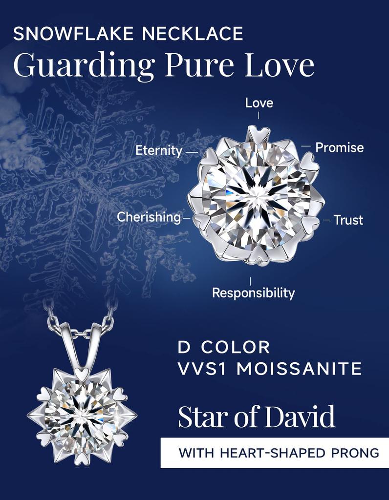 Snowflake Necklace Carat Moissanite Necklace 925 Silver Necklace Gift Popular Brand Birthday Anniversary Present 40cm Pendant Delicate Gift Box