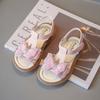 Girls Beach Shoes T-strap Soft Sole Children Princess Shoes Shiny Sweet Bows 2025 Summer New Kids Sandals Non-slip Cute Trendy