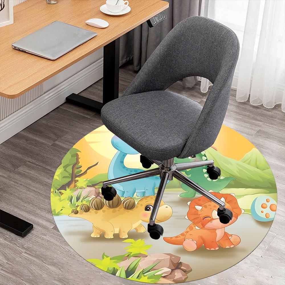 1pc dinosaur landscape Round Chair mat Area Rug - Non-Slip, Floor Mat for Office, Bedroom, and Indoor Decor c1125364