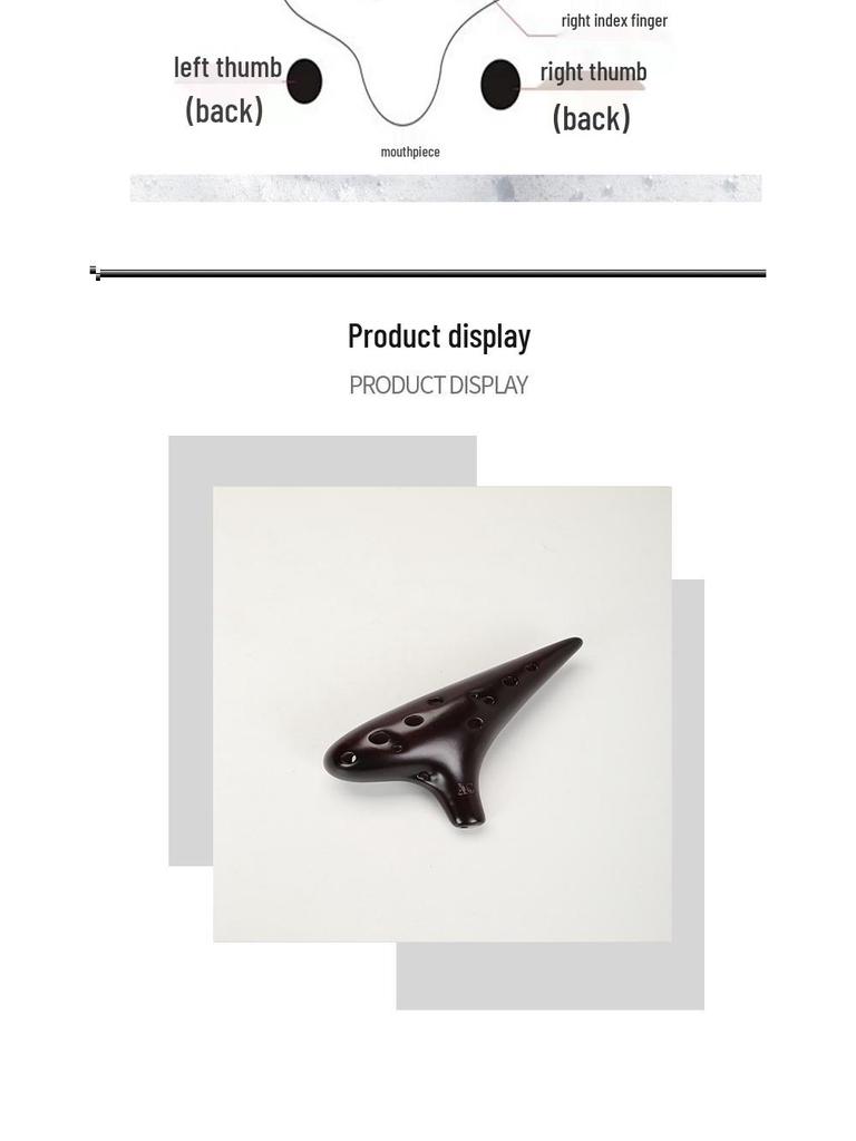 Keramická okarína pro začátečníky, 12 děr, tón C, pro výuku