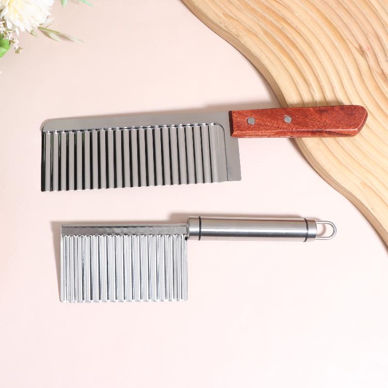 Stainless Steel Crinkle Cut Potato Slicer Wavy Blade Cutter Potato Chopper For Vegetable Chip Making Kitchen Cooking Tool