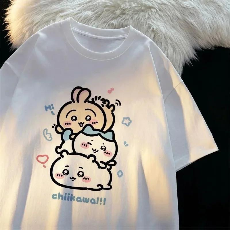 

Футболка Chiikawa Время в туалете Женская футболка с коротким рукавом Милая Летняя Удобная Поп-футболка Женская Мода Повседневный Топ#Цвет(1) XXXXXL чёрный