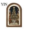 Christmas Garden Decorations Campfire Dinner Wooden Wall Art, Festive Holiday Framed Decor for Ornaments Living Room, Rustic Hanging Ornament