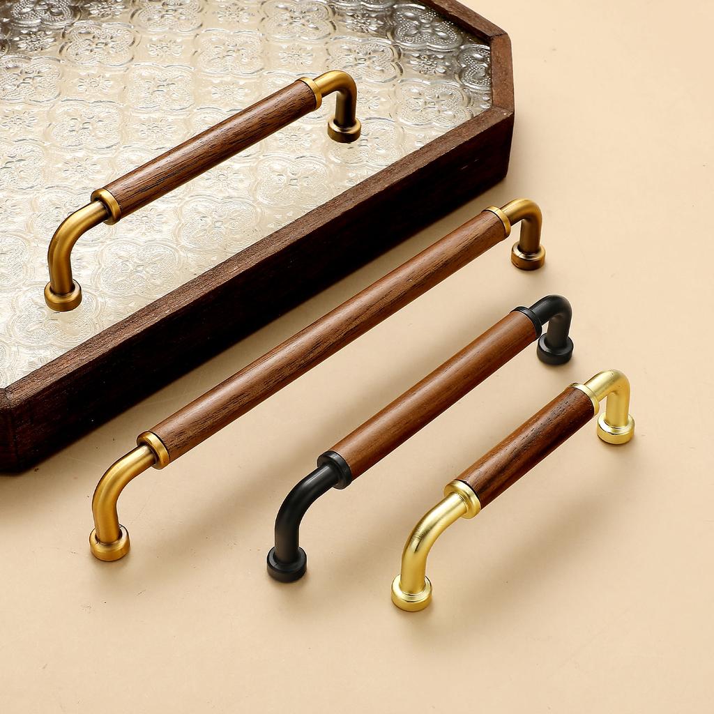 Walnut Pull Wardrobe Cupboard Handle Kitchen Door Cabinets Knobs Wood Cabinet Pull Nature Style Wooden Cabinet Handle