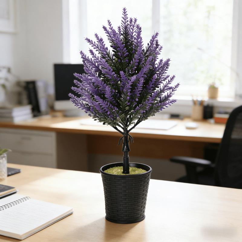 Flor de Lavanda Artificial com Espeto para Solo, Plantas de Lavanda Falsas Realistas para Jardim, Pátio e Decoração Externa