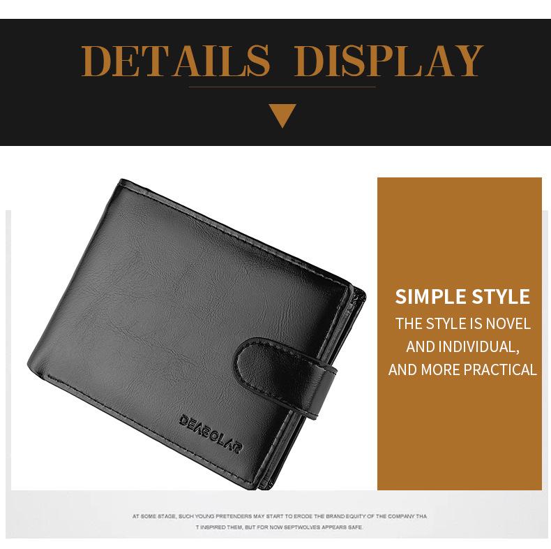 Men's Casual PU Leather Snap Wallet - Retro Coin Purse and Multi-Functional Design