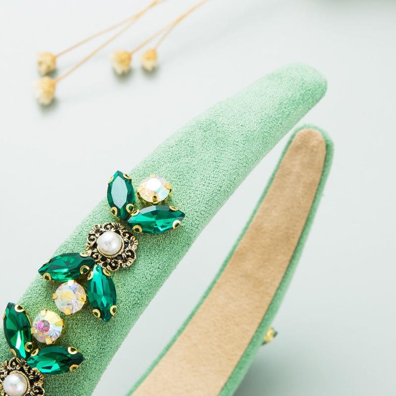 Barocke Kristallblumen-Kopfbedeckung für Damen, breite Krempe, hochwertiges Haarband